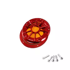 7.7" Red Derby Clutch Cover with Orange Glass for Harley 2016-2024 Touring Trike