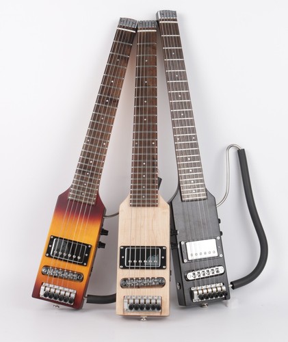 Guitarra Eléctrica Silenciosa de Viaje Ultra Corta Escala Longitud Sin Cabeza Portátil - Imagen 9 de 10