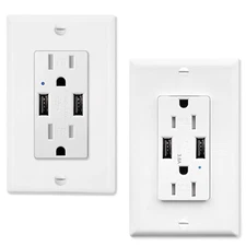 USB Charger Wall Outlet Dual USB Ports Tamper Resistant TR Receptacle with Plate