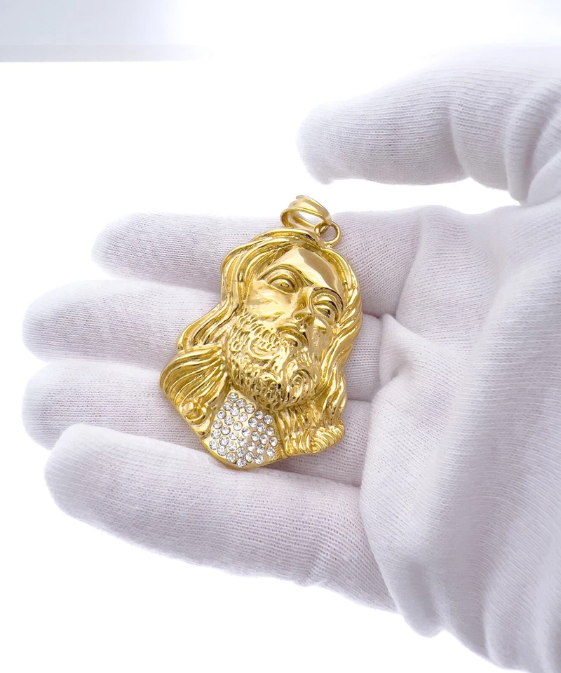 Colgante Cabeza de Jesús Circonita cúbica Chapado en Oro Acero Inoxidable Hip Hop Joyería G5 Foto 4 de 4