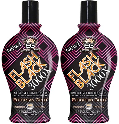 European Gold FLASH BACK 3000X Bronzer Indoor Tanning Lotion (Lot of 2)- 12oz ea