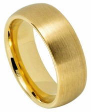 8mm Men's or Ladie's Tungsten Carbide YelloGold Brushed Center Wedding Band Ring