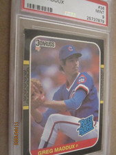 1987 DONRUSS BASEBALL CARD #36 CHICAGO CUBS GREG MADDUX ROOKIE PSA 9 MINT