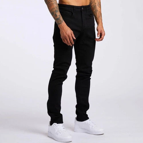 Neu Herren Jeans Slim Fit Skinny Stretch Denim Hose Baumwollhose Einfarbig - Bild 17 von 29
