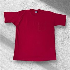 Vintage 90s Red Pocket Tee Shirt Made in USA XL