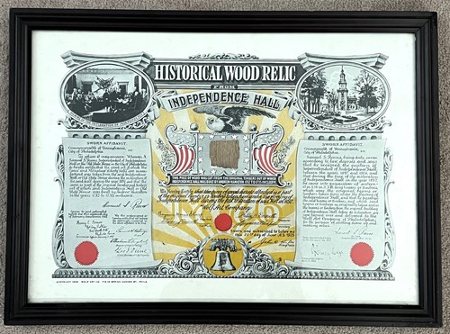 INDEPENDENCE HALL Historical Wood Relic 1926 Framed * Beautiful Condition * RARE - Picture 2 of 9