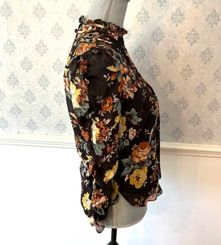 Veronica Beard Ares Ochsenblut Multi Blumenmuster Seide Chiffon Bluse XS - Bild 4 von 11