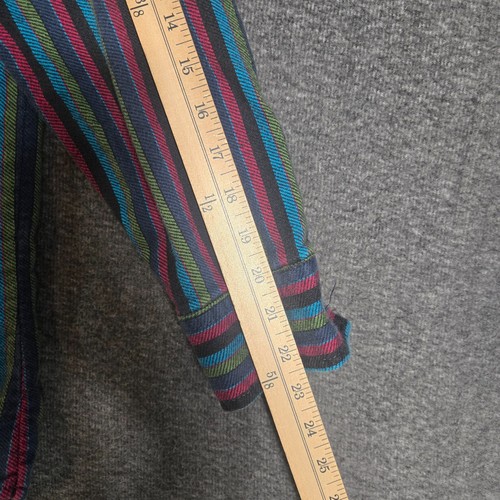 Vintage Key Imperial Thick Cotton Flannel Multicolor Stripes Sz L Western - Picture 7 of 9