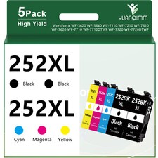 5PK T252XL 252XL Ink Cartridges For Epson WorkForce WF-3620 WF-3640 WF-7610