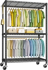 P3 plus Rolling Clothes Rack, Clothing Racks for Hanging Clothes, Heavy Duty Gar