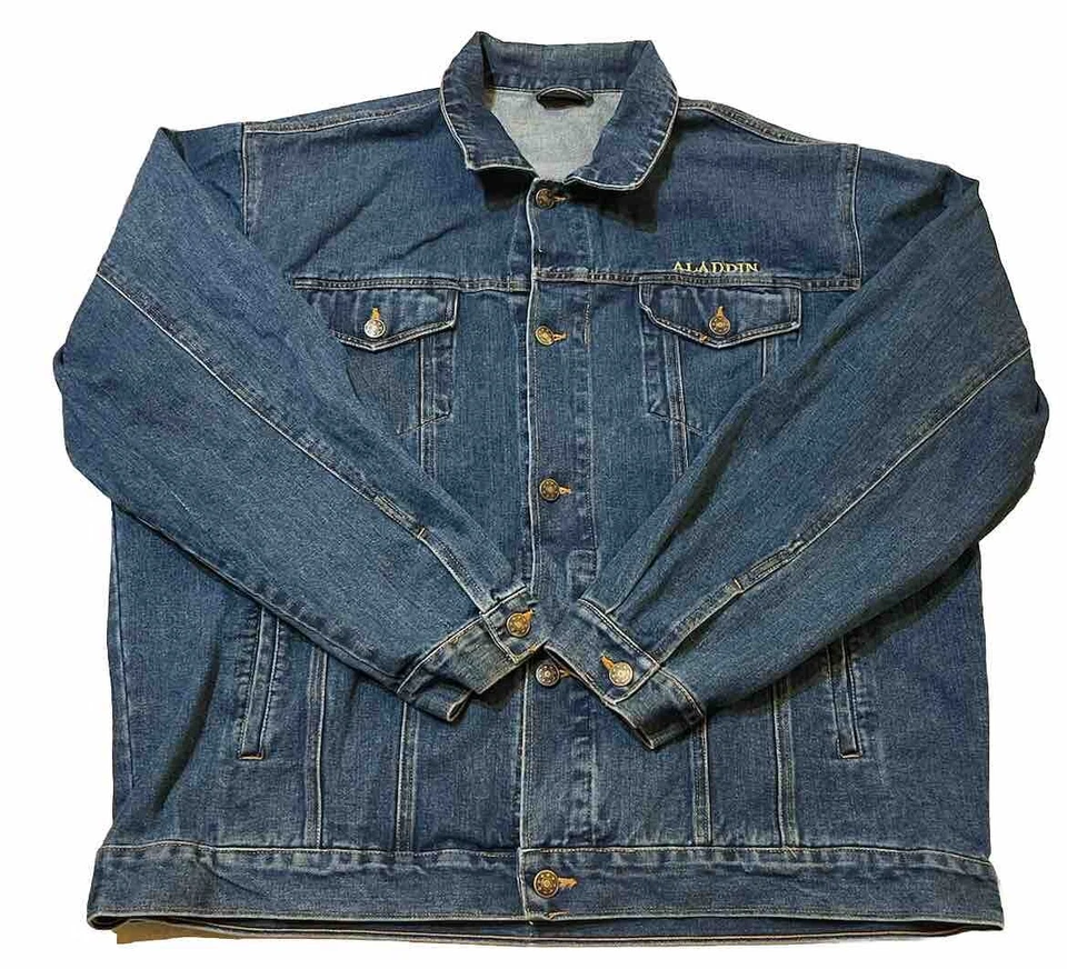 Vtg Aladdin Casino Las Vegas Jean Jacket Embroidered Logo Denim Men’s XL - Image 3 of 4