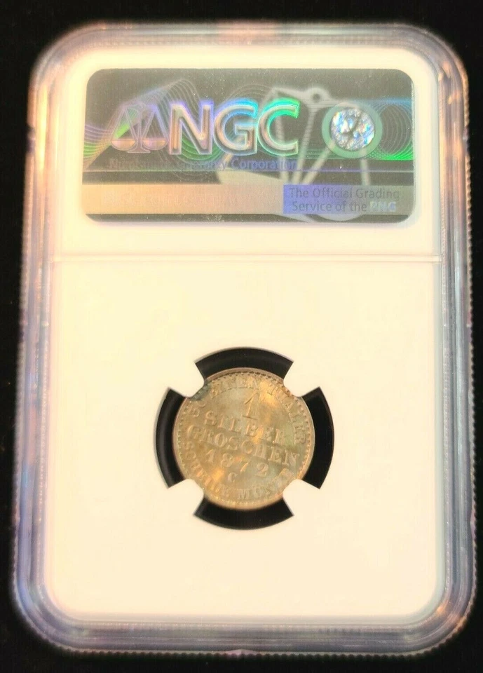 1872 GERMANY 1 SILVER GROSCHEN WILHELM I PRUSSIA NGC MS 64 BLAZING BU LUSTER - Image 4 of 4