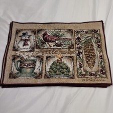 Kitchen Set Of 8 Christmas Country Placemats. Cardinal, Pine Cone, Snowman, Coco