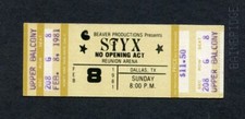 1981 Styx Unused Concert Ticket Dallas Texas Paradise Theatre Tour Best of Times