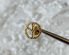 Titanium Gold Hammer Pitted Edge Peace Sign Internally Threaded  Labret