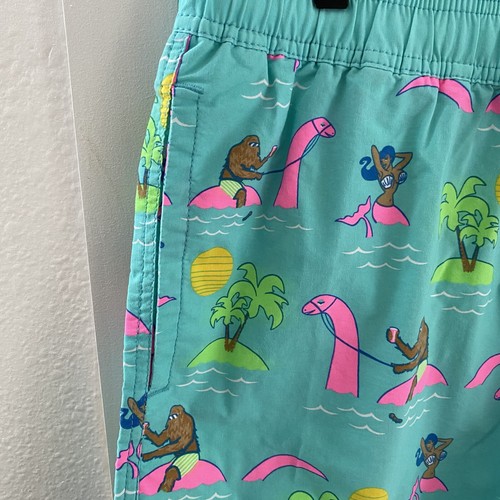 Party Pants Men’s Neon Dinosaur Beerlieve Print Swim Trunks Board Shorts Medium - Picture 5 of 12