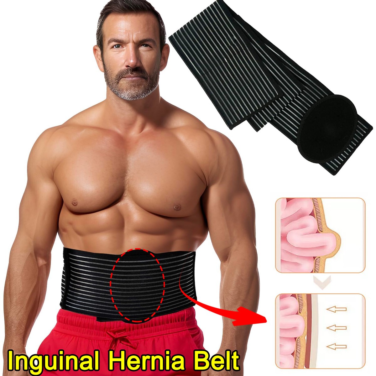 Umbilical Hernia Belt for Men Women Abdominal Support with Compression Pad