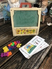 Fisher Price School Days Portable Play Desk 176 w/ Cards Stencils Vtg 70s 1972