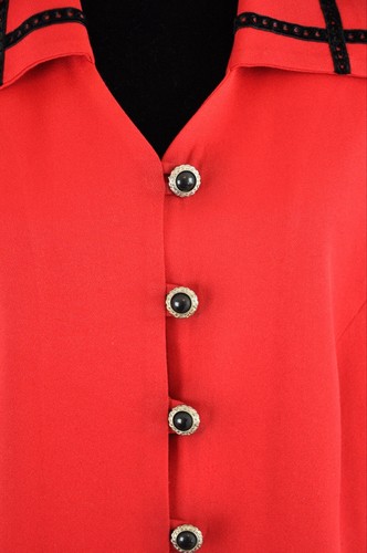 Vintage 90s Jessica Howard Woman Size 20 Suit Jacket Top - Red Black Trim Career - Picture 3 of 10