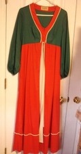 VINTAGE VANITY FAIR ALL NYLON ZIP UP RED HOUSE DRESS WITH TIE SIZE WOMENS 10