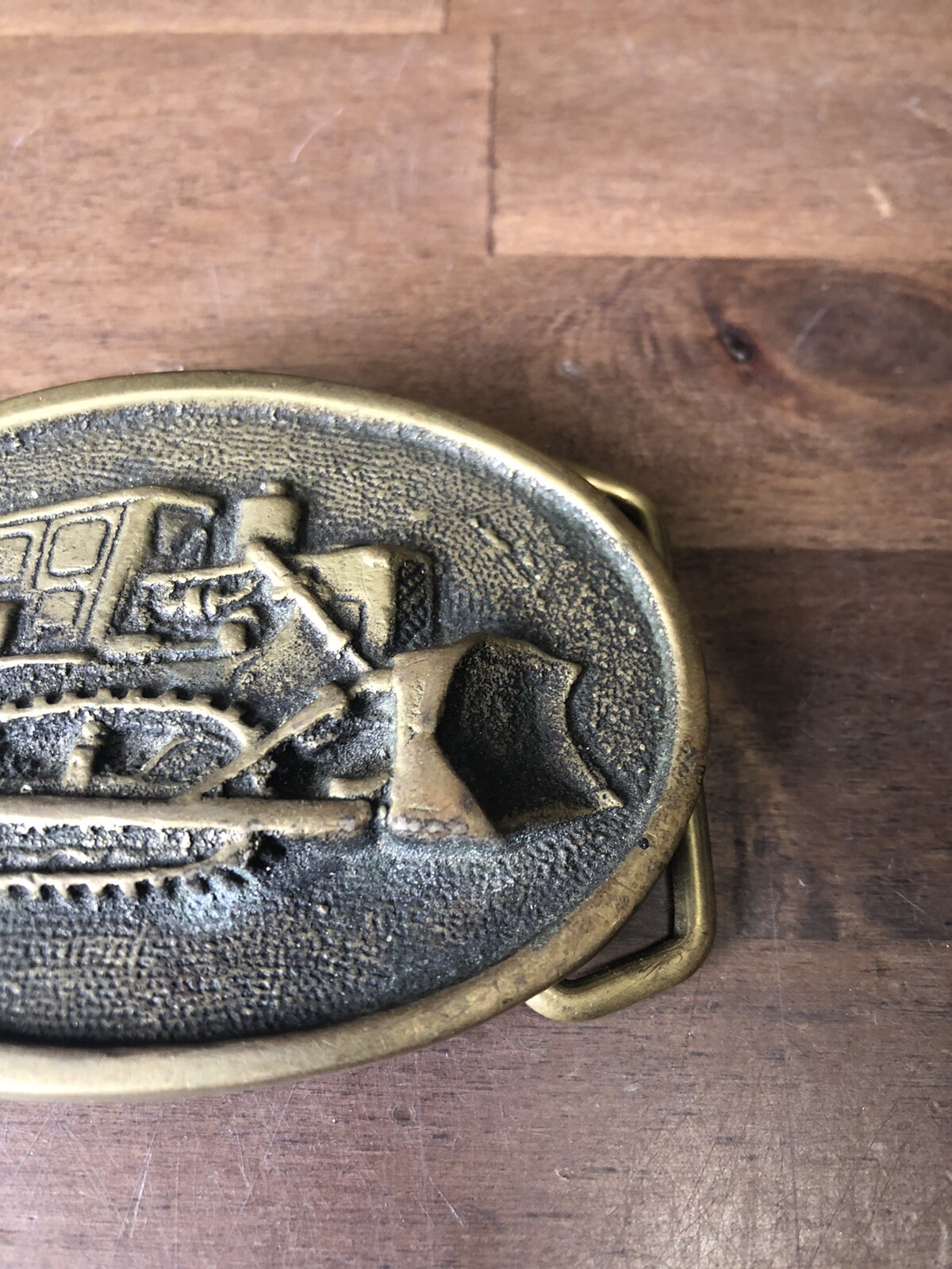 Vintage BTS Brass Belt Buckle Tractor Made in USA Gem