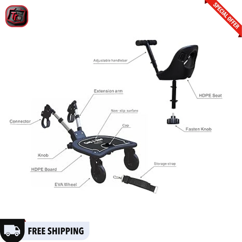 Acogedor asiento y soporte para cochecito Englacha 2 en 1 X Rider negro Foto 3 de 4