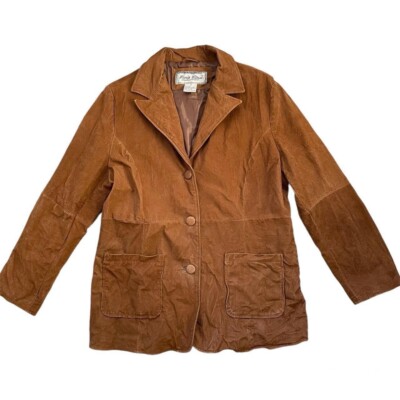 Vintage 1990s Paris Blues Tan Suede Leather Women's Jacket