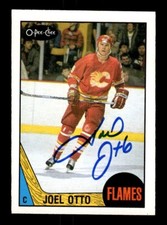 JOEL OTTO SIGNED 1987-88 O-PEE-CHEE #212 CALGARY FLAMES ON-CARD AUTO