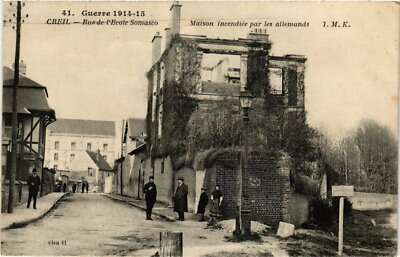 Old postcard Creil Rue de l'Ecole Somasco FRANCE (1014095)