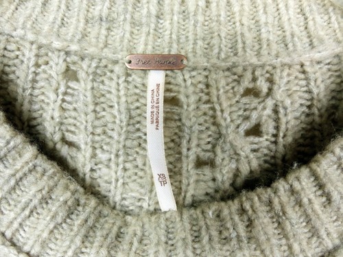 Suéter Free People Mujer Talla XS Beige Suelto Tejido Pullover Cuello Redondo Mezcla de Lana - Imagen 4 de 8