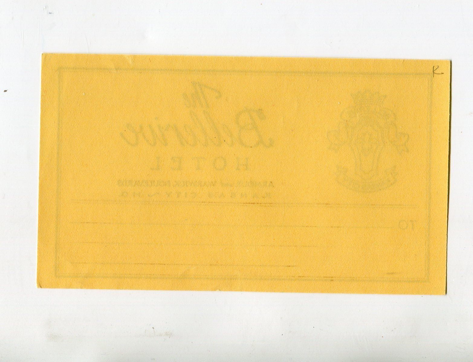 Vintage Hotel Address Mailing Label BELLERIVE HOTEL Kansas City MO eBay