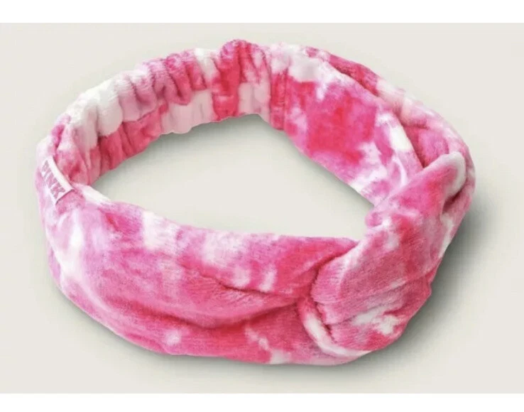 Diadema toalla de pelo rosa Victoria's Secret en rosa blanco tie dye NUEVO Foto 3 de 3