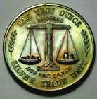 1 Oz.999 Fine SILVER TRADE UNIT ROUND Bullion Am.Eagle w/Flag Rainbow Nat.Toning