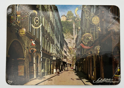 Malerisches Salzburg Austria Getriedegasse Gegen Mönchsberg posted 1980 - Picture 1 of 5