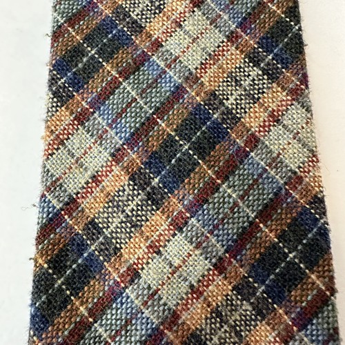 Brittania Classic Men's Neck Tie Blue/Red/Gold Plaid VINTAGE Preppy Academia - Picture 7 of 9