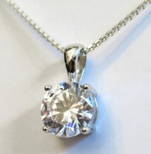 925 ECHT SILBER RHODINIERT *** Schlichter Zirkonia Anhänger 18 mm, Kette