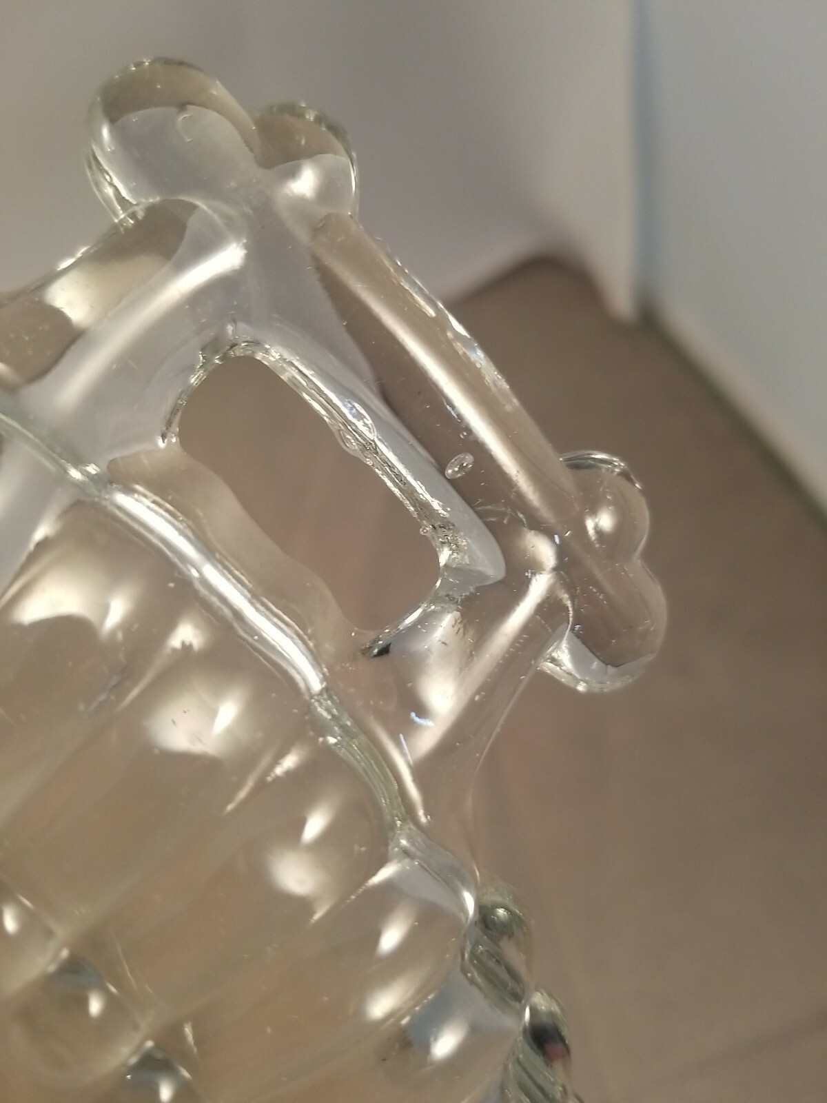 EUC Antique Vintage Jeanette Hobnail Clear Glass Round Plate with Handles 8" 