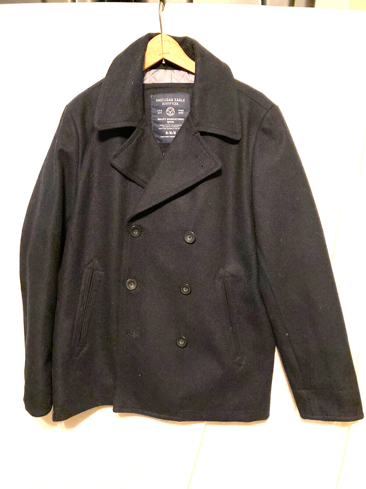 American Eagle Outfitters AEO Wool Peacoat Black  Medium $119