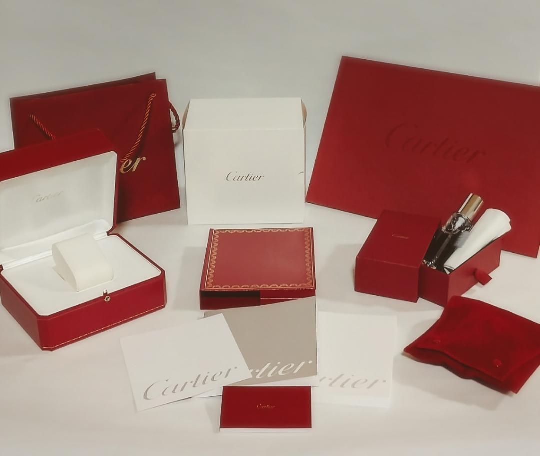Cartier Watch Case Box Set Full Set No Scratches with Jewelry Cleaner-image