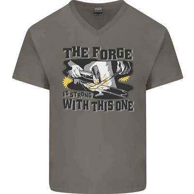 Blacksmith the Forge is Strong With This One Herren T-Shirt V-Ausschnitt Baumwolle