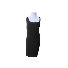 EMMA & MICHELLE Black Knee Cocktail Dress w/ Gold Chain Detail LBD Sz M