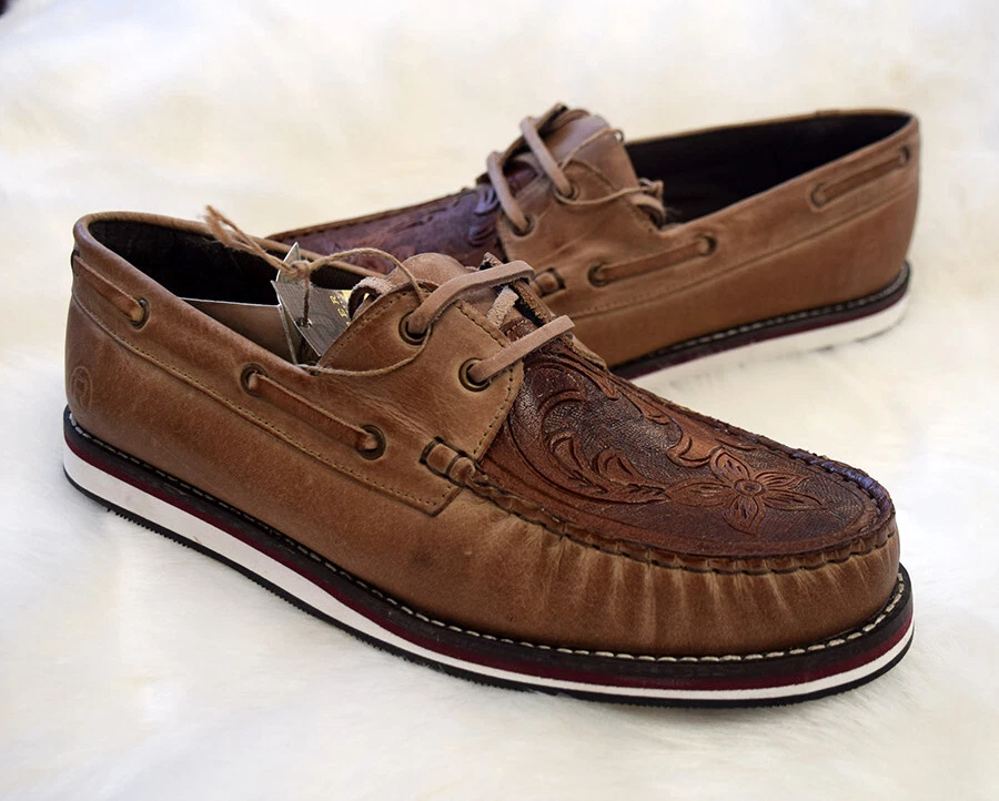 ROPER Women s Size 10 Filly Tooled Tan Leather Moccasin Lace Up Shoes NEW in Box