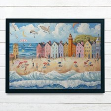 Seaside Wall Art Print Colourful Beach Art Print Seascape Art Beachfront Picture