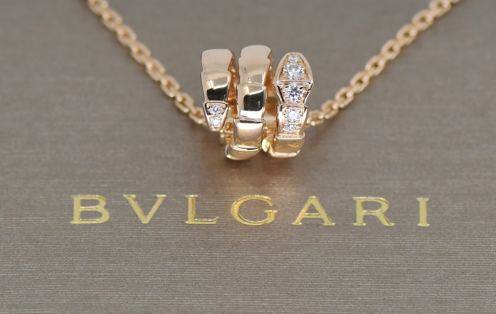 Bulgari Serpenti Diamond 18K Rose Gold Necklace