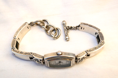 Brighton Interlok Toggle Silver Watch. Silver plated. New Battery Interlok Twist Watch Band - Brighton main image 4