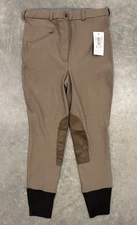 TuffRider Breeches Womens 34 Taupe Equestrian Pants Horseback Riding Knee Patch