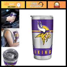 20oz Stainless Steel Tumbler with Lid - NFL Football Design, Perfect for Coffee,