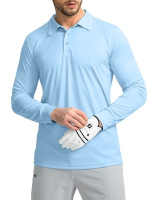 Men's Long Sleeve Polo Shirt Quick Dry UPF 50+ Sun Protection Moisture Wicking