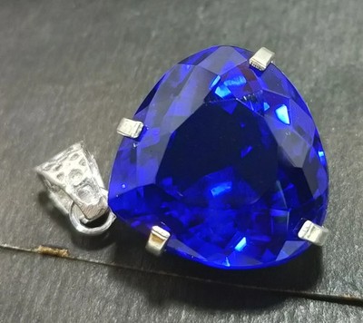 Natural Topaz 104Ct Pear Cut Blue 925 Sterling Silver Certified Gemstone Pendant