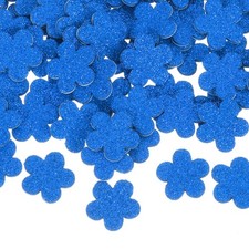100 Pcs Glitter Foam Stickers Flower Shapes Craft Foam Stickers, Blue